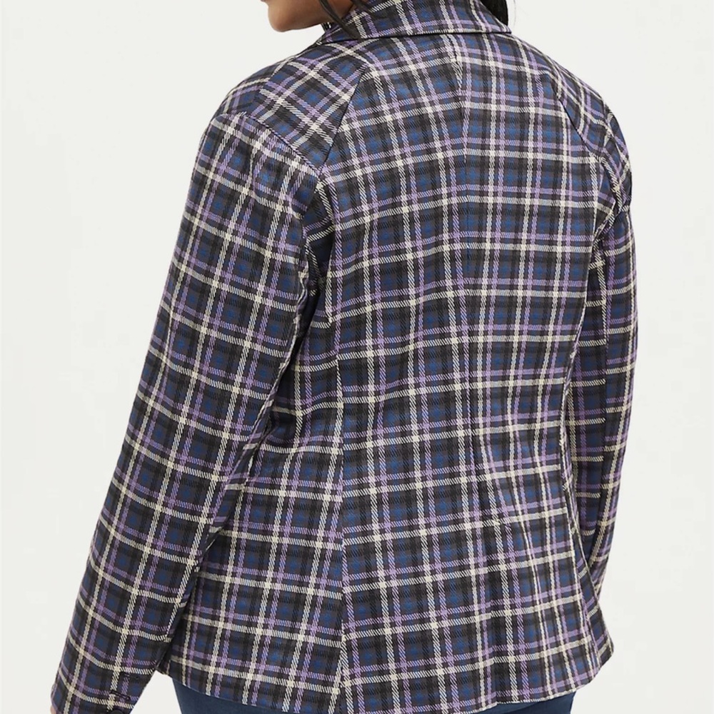 Torrid Plus Size 80’s Style Plaid Women's Jacket Blazer Purple Size 2X NWOT - Picture 4 of 5